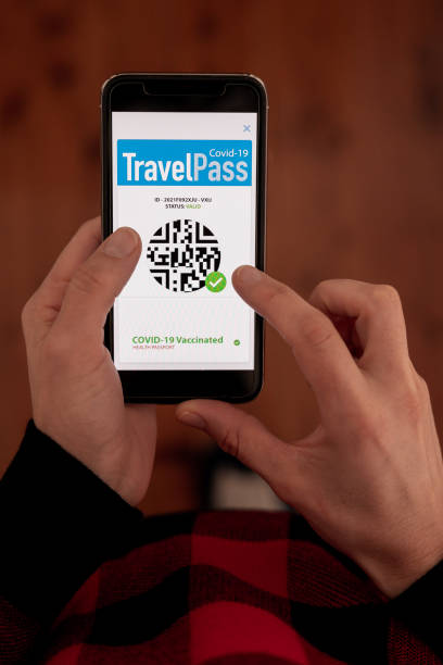 istock Mobile app screen with a Vaccine Passport 1308075085