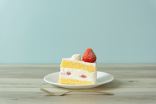 strawberry sponge cake on the table.