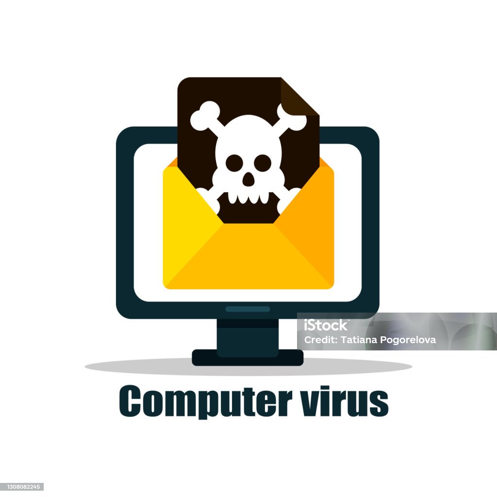 Virus Computer 2d A Computer Virus Attacks A Laptop Or Computer Vector Illustration ...