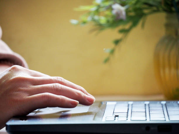 istock Woman working at home office hand 1308091722