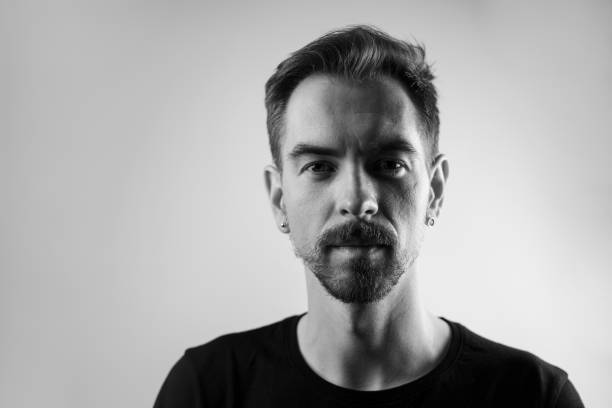istock Portrait of a sad man. Black and white. 1308091784
