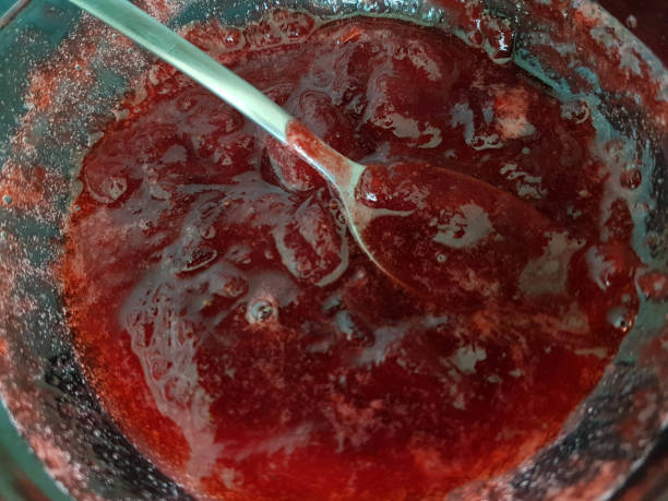istock strawberries fresh  jam on the table spoon bowl food fruit  background 1308094254