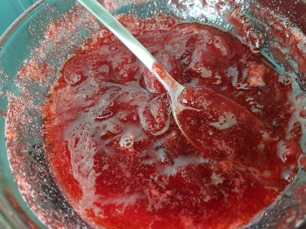 istock strawberries fresh  jam on the table spoon bowl food fruit  background 1308094270