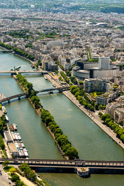 istock Aerial view of Seine River from Eiffel Tower in Paris 1308094338