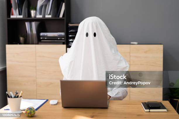 Ghostwriter In Office Creative Ghost Writer Stock Photo - Download Image Now - Humor, Office, 30-34 Years