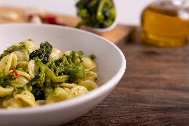 istock Orecchiette pasta with green turnips. 1308107460