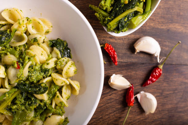 istock Orecchiette pasta with green turnips. 1308107467