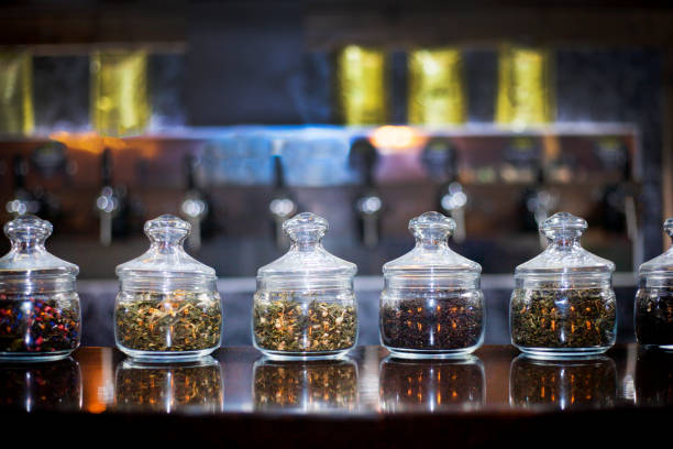 istock assorted tea in glass jars on a bar counter in a cafe 1308107898