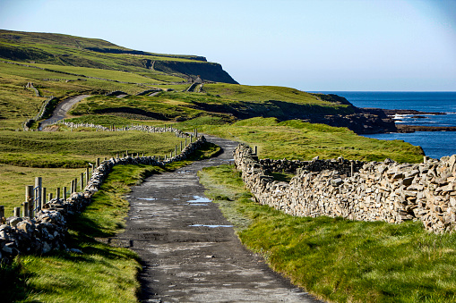 Footpath leading from the small town Doolin to the Cliffs of Moher, County Clare, Ireland