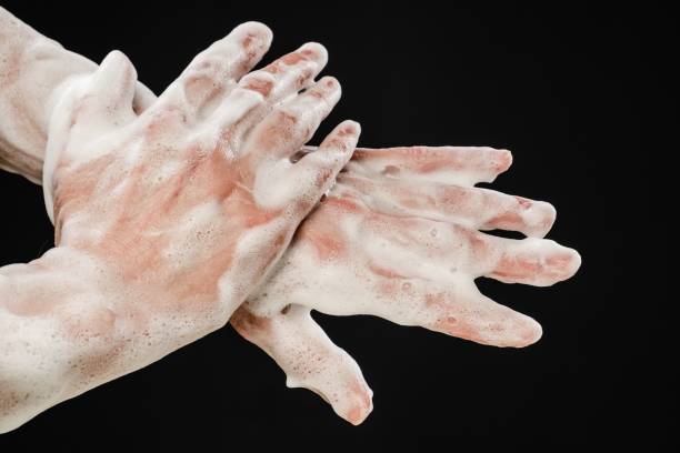 istock Hand clean healthy soap child. virus hand 1308111127