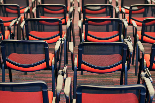 istock Red and black conference chairs in the auditorium 1308113542