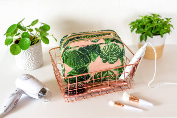 Modern stylish personal beauty accessories on the counter