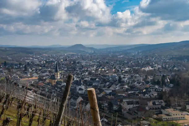 The view from above of the town of Bad Neuenahr Ahrweiler, Germany