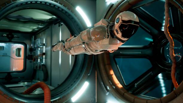 istock An astronaut in zero gravity checks the module of his spaceship. 3D Rendering. 1308121459