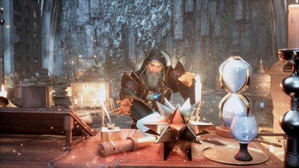 istock The magician learns new spells and combat magic in his ancient mystical castle. 3D Rendering. 1308121545