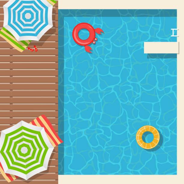 istock Summer Background poster template with swimming pool and lifebuoy. Vector Illustration 1308131498