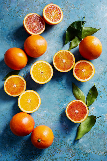 istock Blood oranges, whole and sliced 1308136243