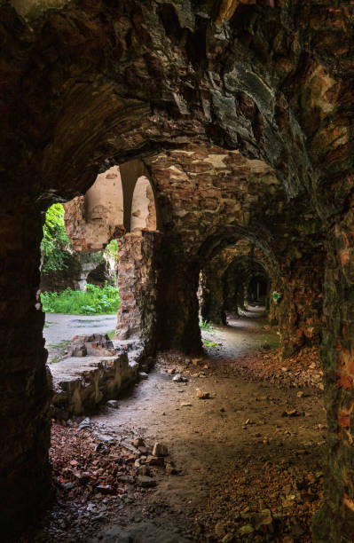 istock Abandoned Military Tarakaniv Fort basements (other names - Dubno Fort, New Dubna Fortress) - a defensive structure, an architectural monument of 19th century, Tarakaniv, Rivne region, Ukraine. 1308139848