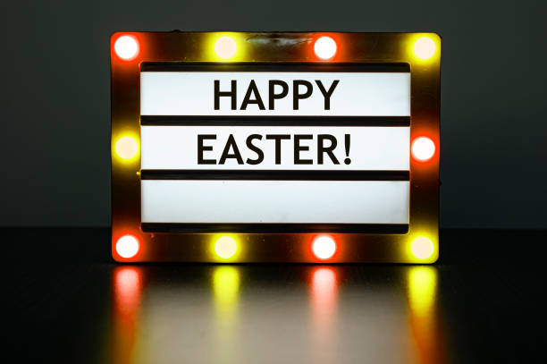 Lightbox with red and yellow lights with words - Happy Easter!
