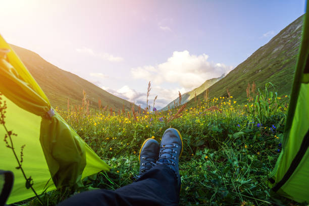 istock View on a beautiful mountain landscape from the tent 1308144764