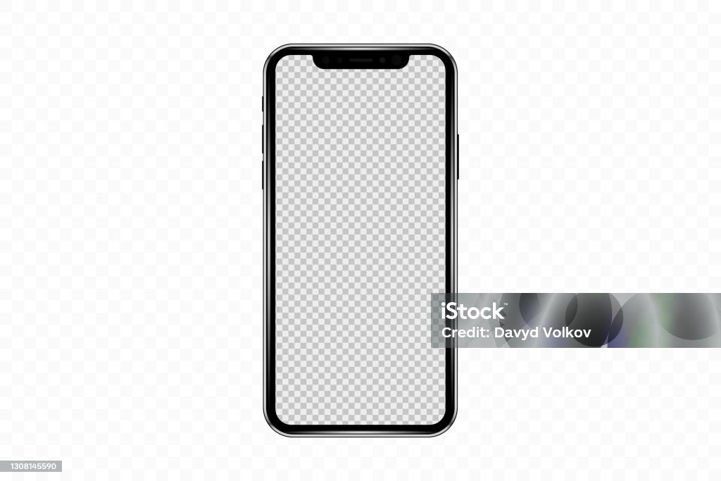 Realistic mobile phone mockup, template. Isolated stock vector - Royalty-free Telefone Inteligente arte vetorial