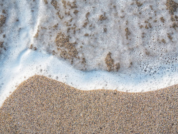 istock Sea water foam on the sandy beach 1308151284