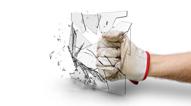 istock Fist against glass plate protest concept 1308155443