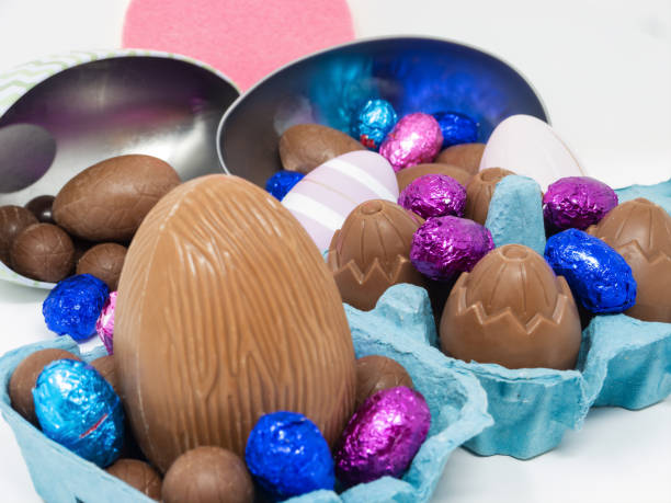 istock Lots of chocolate Easter eggs in an egg carton 1308164139