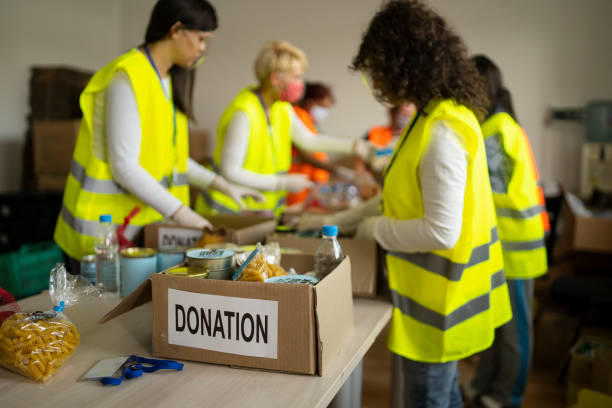 istock Food donation collection in a warehouse 1308167347