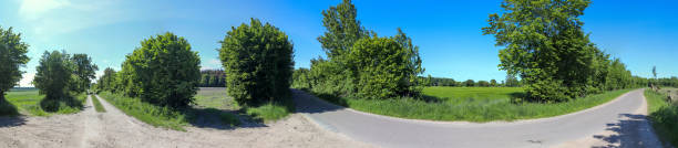 istock Beautiful high resolution panorama of a landscape with fields and green grass found in Denmark and Germany. 1308167502