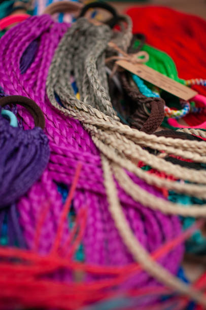 istock Colored braids on an elastic band for hair 1308168986