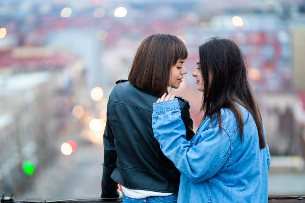 istock Lgbt couple going to kiss 1308170841