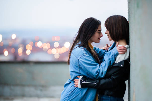 istock Lgbt couple going to  kiss 1308170856