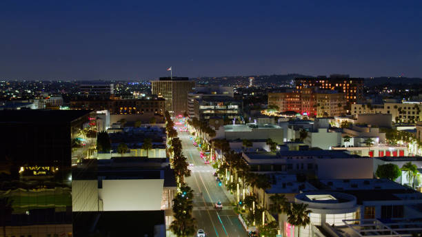 istock Beverly Drive at Night - Aerial 1308172260