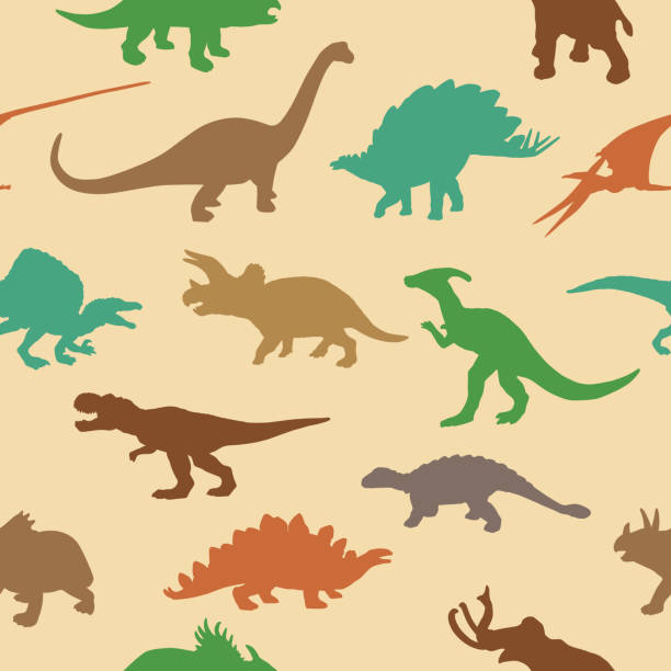 ilustrações de stock, clip art, desenhos animados e ícones de dinosaurs seamless pattern - anquilossauro