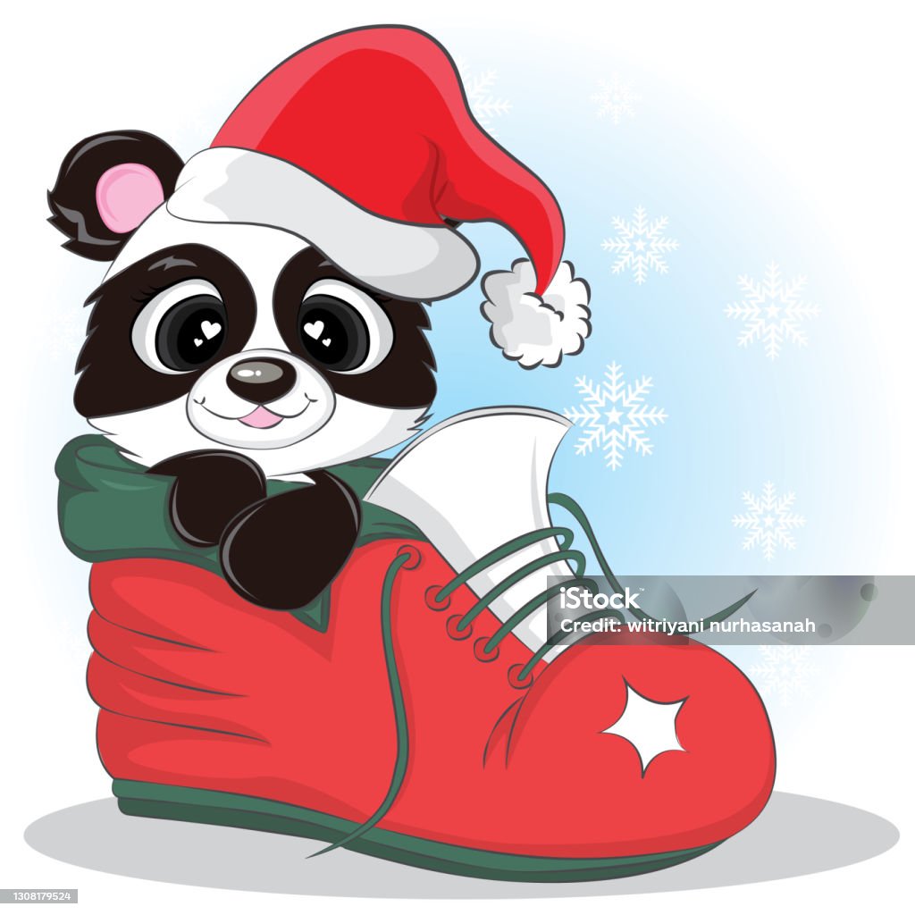 Hello Panda Inside Boots Cartoon Character Vector Illustration Gift Card  And Postcard Stock Illustration - Download Image Now - iStock