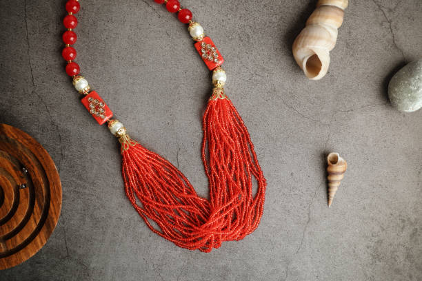 istock Indian made traditional Red beads necklace 1308181374