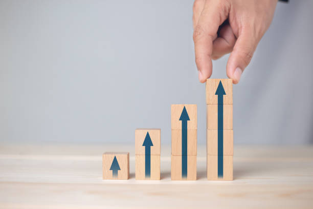 istock Growth graph and arrows ladder career path for business growth success process concept. 1308192412