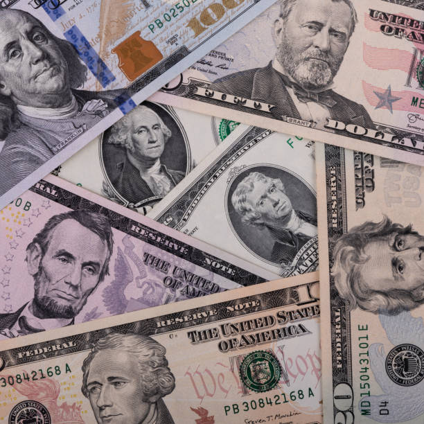 istock Collected American 1, 2, 5, 10, 20, 50 and 100 dollar bills 1308193218