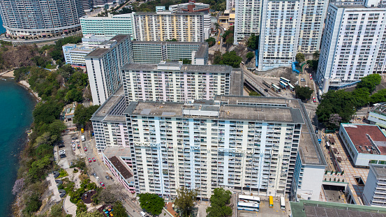 2021 Mar 19,Hong Kong.Wah Fu Estate is a public housing estate located next to Waterfall Bay, Pok Fu Lam in Hong Kong's Southern District.