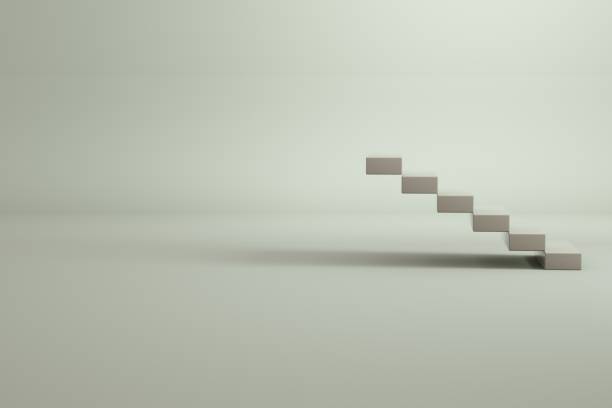 istock 3D model of a white staircase. Staircase made of white bricks. Empty space. Isolated objects on a white background. 1308195520