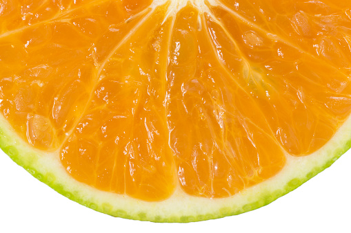 Closeup slice orange isolates on white