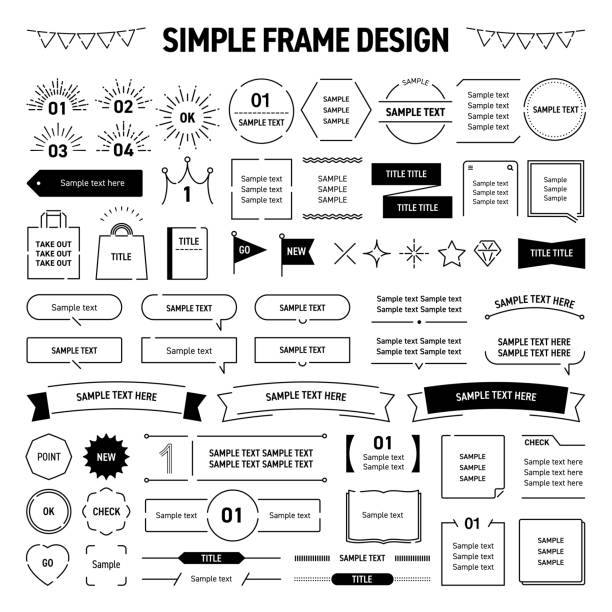 Simple, flat, modern, monochrome frame design set. Simple, flat, modern, monochrome frame design set. picture frame illustrations stock illustrations