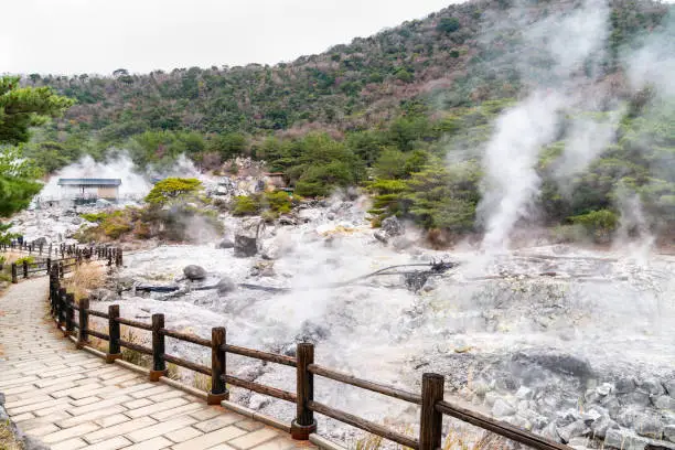 Photos of tourist attractions "Unzen Jigoku" and "Unzen Onsen" in Nagasaki Prefecture in Japan