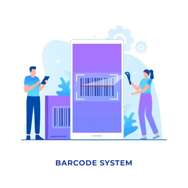 Vector illustration of Flat illustration barcode scanning concept