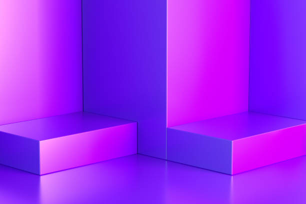 istock Empty product stand, platform, exhibition podium with iridescent colors 1308201107