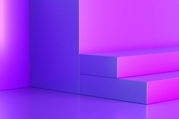 istock Empty product stand, platform, exhibition podium with iridescent colors 1308202004