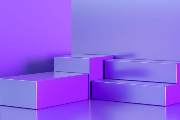istock Empty product stand, platform, exhibition podium with iridescent colors 1308202702