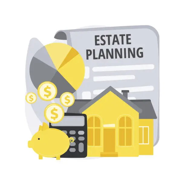 Vector illustration of Estate planning abstract concept vector illustration.