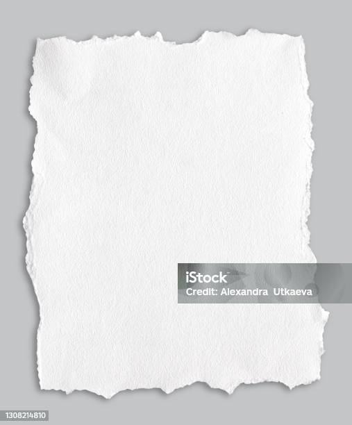 Paper With A Ragged Edge Watercolor With Shadow Stock Photo - Download Image Now - Paper, Torn, At The Edge Of